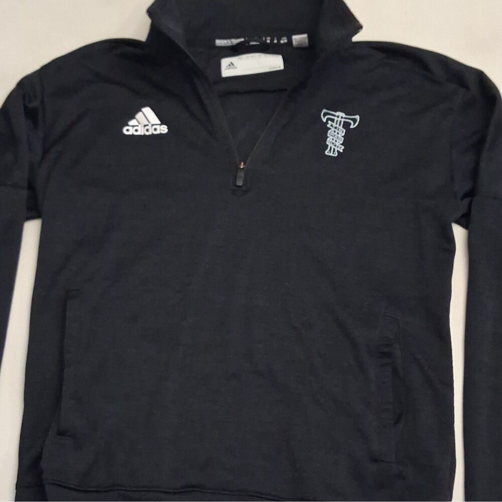 adidas Men’s Black 1/4 Zip Long Sleeve Polo Pullover Polyester Size M